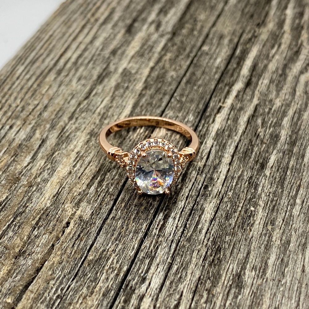 Rose Gold Diamond Wedding Bridal Engagement Ring - Picture 8 of 9